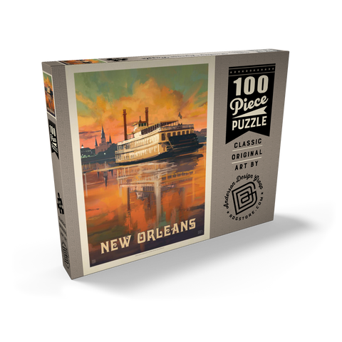 New Orleans: Riverboat, Vintage Poster 100 Puzzle Schachtel Ansicht2
