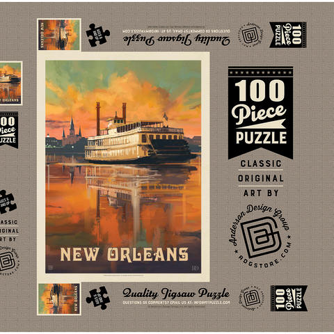 New Orleans: Riverboat, Vintage Poster 100 Puzzle Schachtel 3D Modell