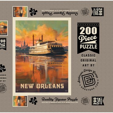New Orleans: Riverboat, Vintage Poster 200 Puzzle Schachtel 3D Modell