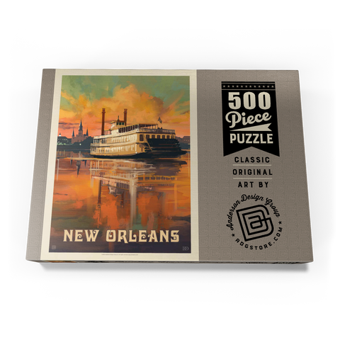 New Orleans: Riverboat, Vintage Poster 500 Puzzle Schachtel Ansicht3