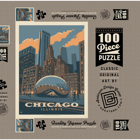 Chicago, IL: Magic Bean, Vintage Poster 100 Puzzle Schachtel 3D Modell