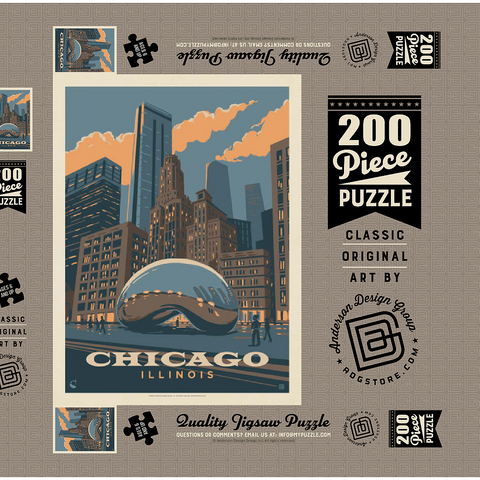 Chicago, IL: Magic Bean, Vintage Poster 200 Puzzle Schachtel 3D Modell