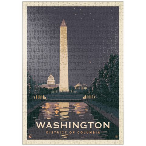 puzzleplate Washington DC: Reflections Of Freedom, Vintage Poster 1000 Puzzle