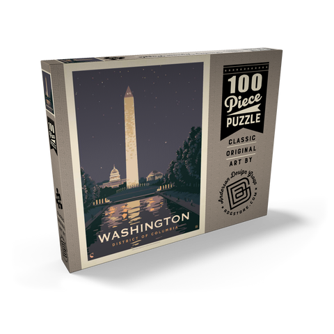 Washington DC: Reflections Of Freedom, Vintage Poster 100 Puzzle Schachtel Ansicht2