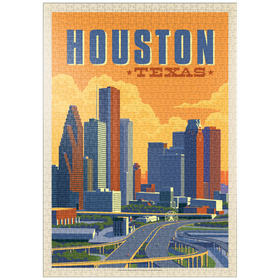 Darstellung des Puzzle-Motivs Houston, Texas: Skyline, Vintage Poster – Puzzleteile: 1000