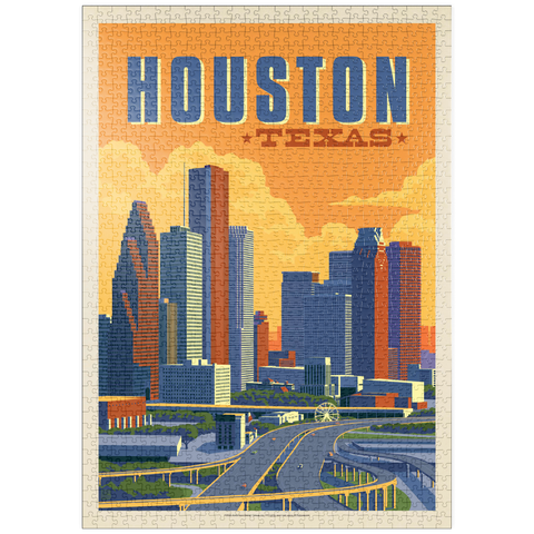 puzzleplate Houston, Texas: Skyline, Vintage Poster 1000 Puzzle