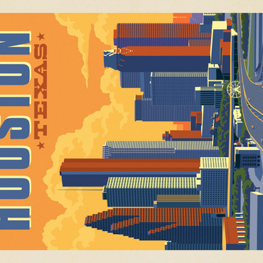 Houston, Texas: Skyline, Vintage Poster 1000 Puzzle 3D Modell
