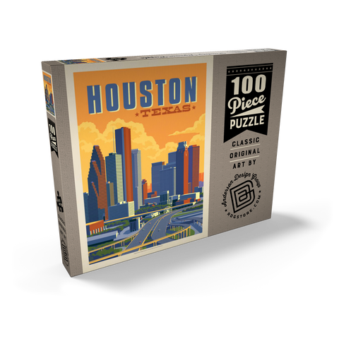 Houston, Texas: Skyline, Vintage Poster 100 Puzzle Schachtel Ansicht2