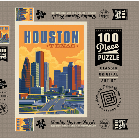Houston, Texas: Skyline, Vintage Poster 100 Puzzle Schachtel 3D Modell