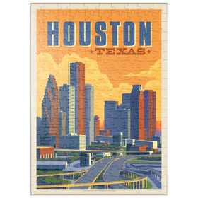 Darstellung des Puzzle Motivs Houston, Texas: Skyline, Vintage Poster - Puzzleteile: 200