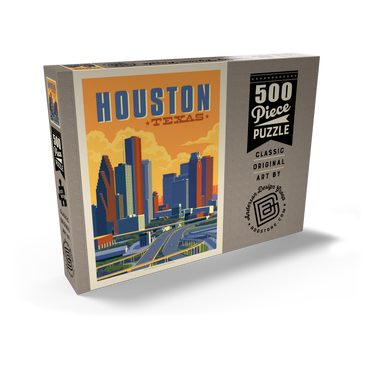 Houston, Texas: Skyline, Vintage Poster 500 Puzzle Schachtel Ansicht2