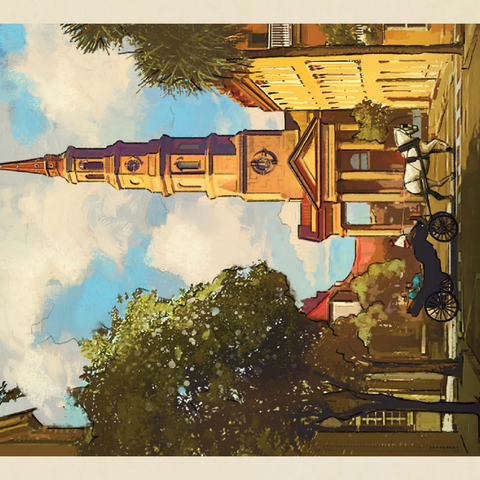 Charleston, South Carolina: St Philip's Church, Vintage Poster 100 Puzzle 3D Modell