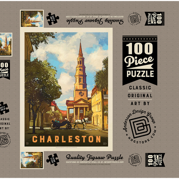 Charleston, South Carolina: St Philip's Church, Vintage Poster 100 Puzzle Schachtel 3D Modell