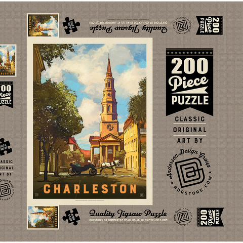 Charleston, South Carolina: St Philip's Church, Vintage Poster 200 Puzzle Schachtel 3D Modell