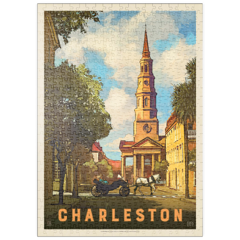 puzzleplate Charleston, South Carolina: St Philip's Church, Vintage Poster 500 Puzzle