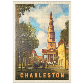 Darstellung des Puzzle Motivs Charleston, South Carolina: St Philip's Church, Vintage Poster - Puzzleteile: 500