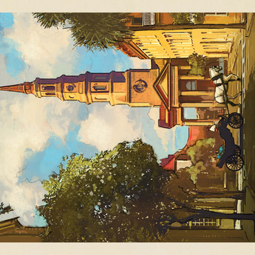 Charleston, South Carolina: St Philip's Church, Vintage Poster 500 Puzzle 3D Modell