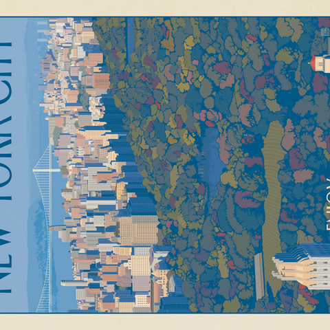 New York City: Enjoy Central Park, Vintage Poster 1000 Puzzle 3D Modell