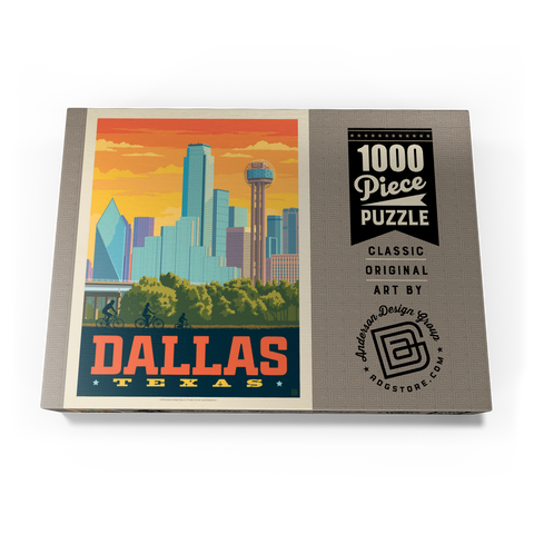 Dallas, Texas: Sunset Skyline, Vintage Poster 1000 Puzzle Schachtel Ansicht3