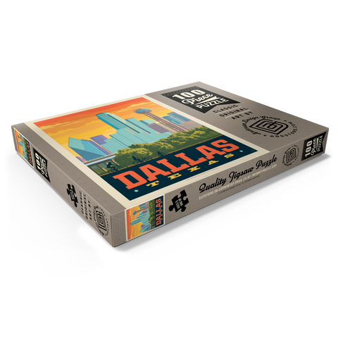 Dallas, Texas: Sunset Skyline, Vintage Poster 100 Puzzle Schachtel Ansicht1