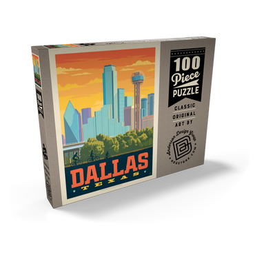 Dallas, Texas: Sunset Skyline, Vintage Poster 100 Puzzle Schachtel Ansicht2