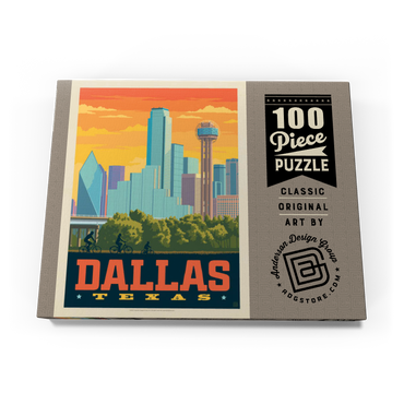 Dallas, Texas: Sunset Skyline, Vintage Poster 100 Puzzle Schachtel Ansicht3