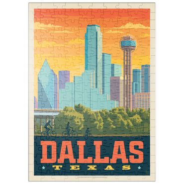puzzleplate Dallas, Texas: Sunset Skyline, Vintage Poster 200 Puzzle