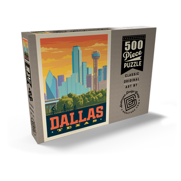 Dallas, Texas: Sunset Skyline, Vintage Poster 500 Puzzle Schachtel Ansicht2