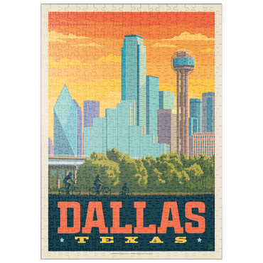 puzzleplate Dallas, Texas: Sunset Skyline, Vintage Poster 500 Puzzle