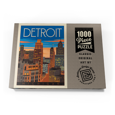 Detroit, MI: Skyline, Vintage Poster 1000 Puzzle Schachtel Ansicht3