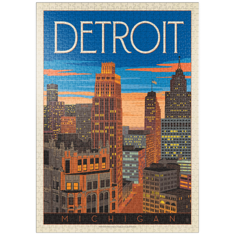 puzzleplate Detroit, MI: Skyline, Vintage Poster 1000 Puzzle