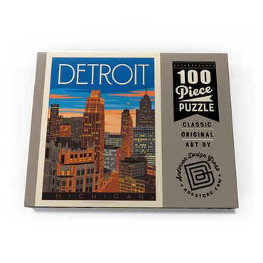 Detroit, MI: Skyline, Vintage Poster 100 Puzzle Schachtel Ansicht3