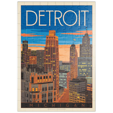 puzzleplate Detroit, MI: Skyline, Vintage Poster 100 Puzzle