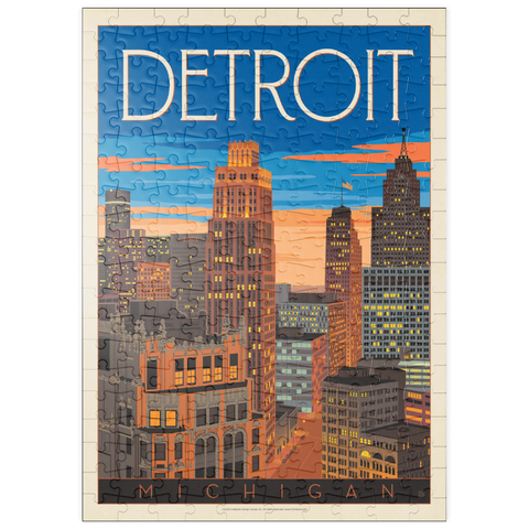 puzzleplate Detroit, MI: Skyline, Vintage Poster 200 Puzzle