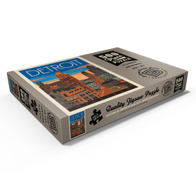 Darstellung des Puzzle Motivs Detroit, MI: Skyline, Vintage Poster - Puzzleteile: 500
