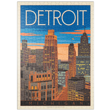 puzzleplate Detroit, MI: Skyline, Vintage Poster 500 Puzzle