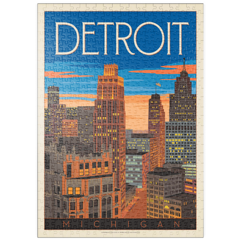 puzzleplate Detroit, MI: Skyline, Vintage Poster 500 Puzzle