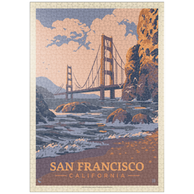 Darstellung des Puzzle-Motivs San Francisco, CA: Golden Gate-Water's Edge, Vintage Poster – Puzzleteile: 1000