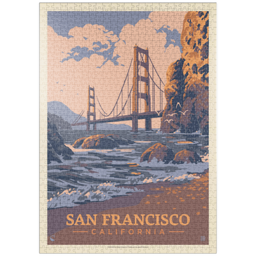 puzzleplate San Francisco, CA: Golden Gate-Water's Edge, Vintage Poster 1000 Puzzle