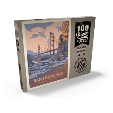 San Francisco, CA: Golden Gate-Water's Edge, Vintage Poster 100 Puzzle Schachtel Ansicht2