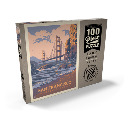 San Francisco, CA: Golden Gate-Water's Edge, Vintage Poster 100 Puzzle Schachtel Ansicht2
