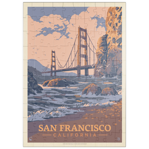 puzzleplate San Francisco, CA: Golden Gate-Water's Edge, Vintage Poster 100 Puzzle