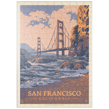 puzzleplate San Francisco, CA: Golden Gate-Water's Edge, Vintage Poster 200 Puzzle