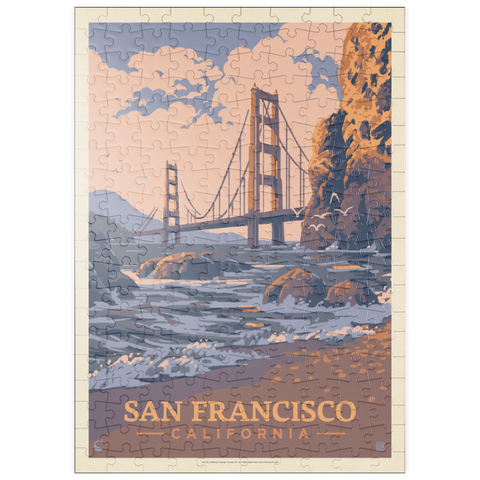 puzzleplate San Francisco, CA: Golden Gate-Water's Edge, Vintage Poster 200 Puzzle