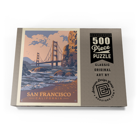 San Francisco, CA: Golden Gate-Water's Edge, Vintage Poster 500 Puzzle Schachtel Ansicht3