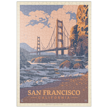 puzzleplate San Francisco, CA: Golden Gate-Water's Edge, Vintage Poster 500 Puzzle
