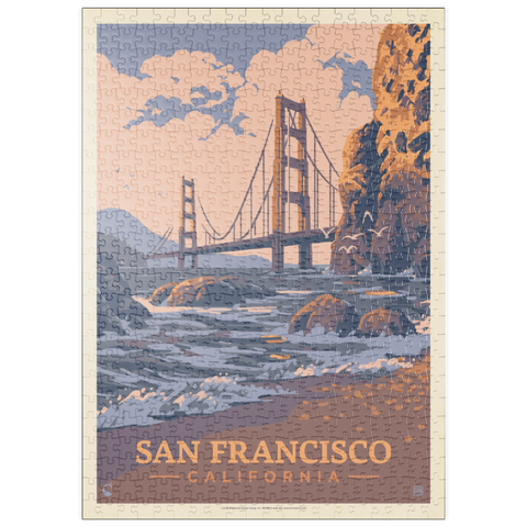 puzzleplate San Francisco, CA: Golden Gate-Water's Edge, Vintage Poster 500 Puzzle