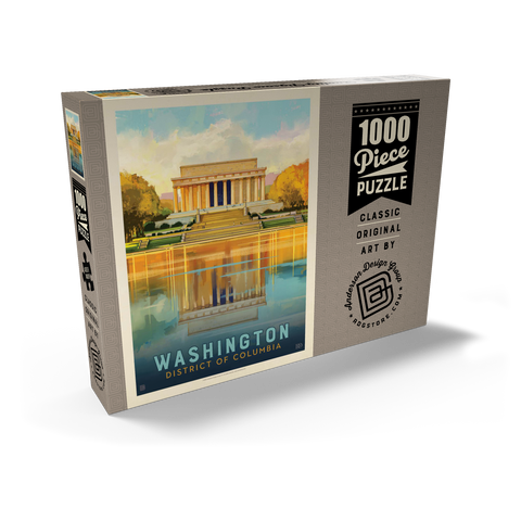 Washington, DC: Lincoln Memorial, Vintage Poster 1000 Puzzle Schachtel Ansicht2