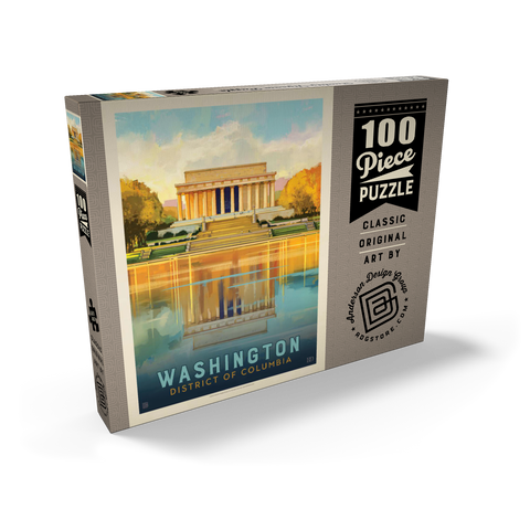 Washington, DC: Lincoln Memorial, Vintage Poster 100 Puzzle Schachtel Ansicht2