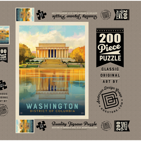Washington, DC: Lincoln Memorial, Vintage Poster 200 Puzzle Schachtel 3D Modell